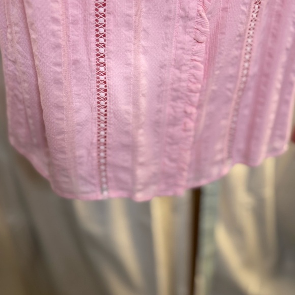 Avara Pink Long Sleeve Ruffled Button Up Blouse Top Size Small - Picture 6 of 8